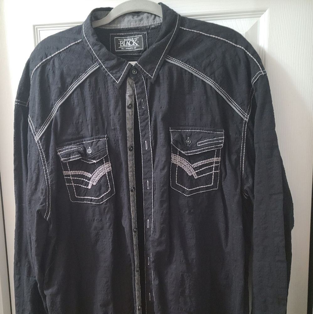 Buckle Black Ripstop Athletic Stretch Shirt 3XL XXXL
